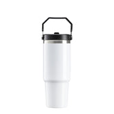 30OZ Stainless Steel Tumbler with Handle White Glossy